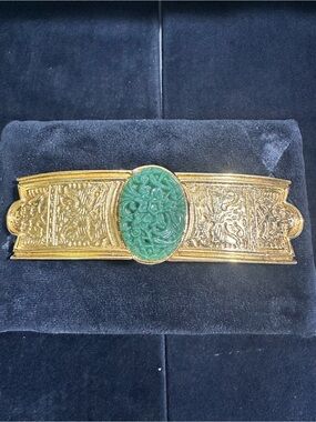 Vtg: 1980’s Gay Boyer Faux Jade Oversized *Unisex* Belt Buckle